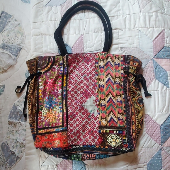 🌈SOLD🦋 Handmade Boho patchwork Embroideredl Bag - Picture 2 of 4